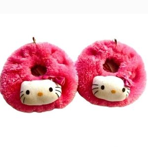 Build A Bear Hello Kitty Pink Slippers Sanrio Kawaii Fuzzy Teddy Bear Shoes HTF